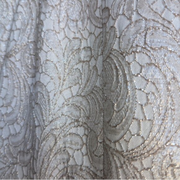 Ross Mayer gold/silver couture two piece suit skirt set With Feather Trim - Picture 5 of 17